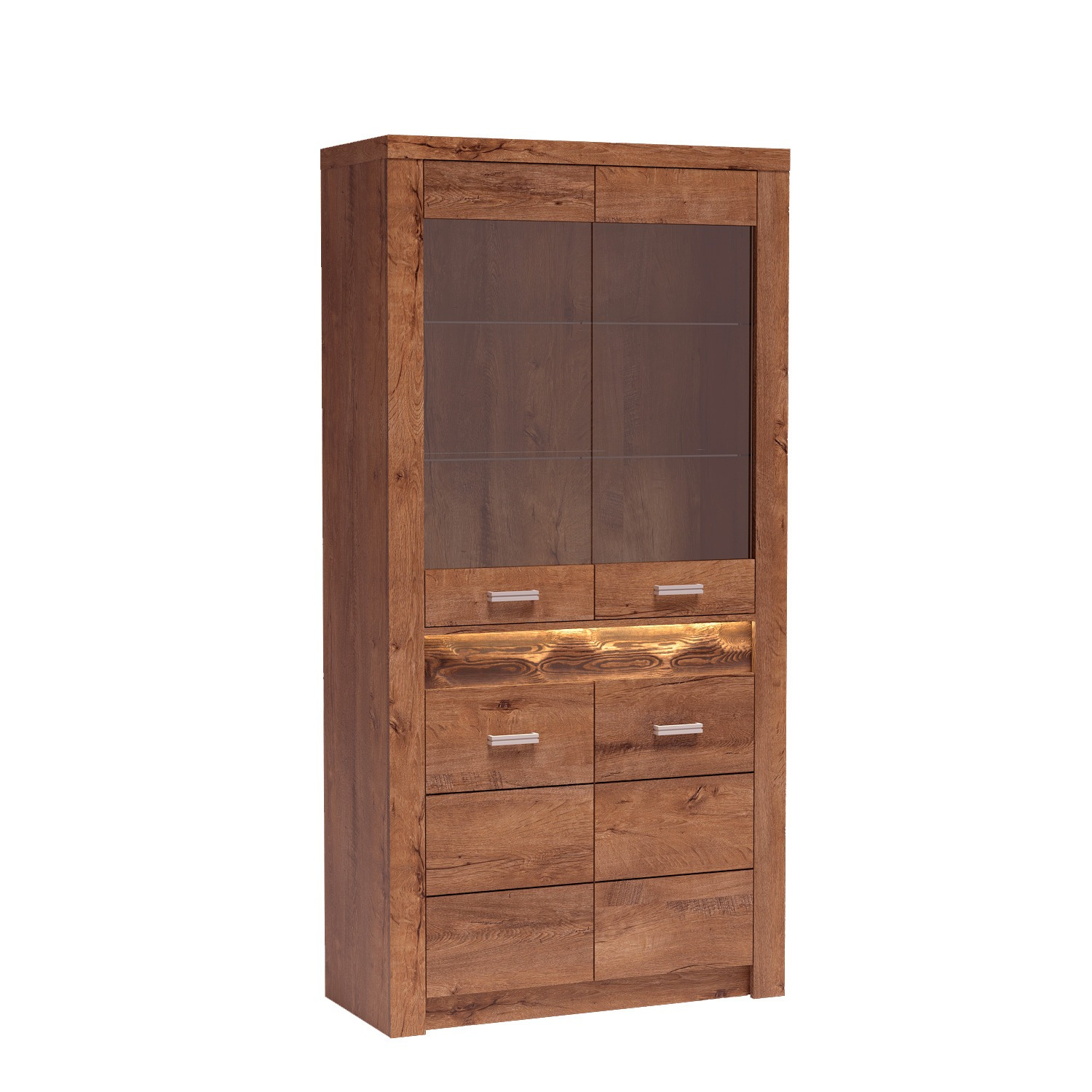 INDIANAPOLIS-3 - 4 durų vitrina, šviesaus uosio spalvos