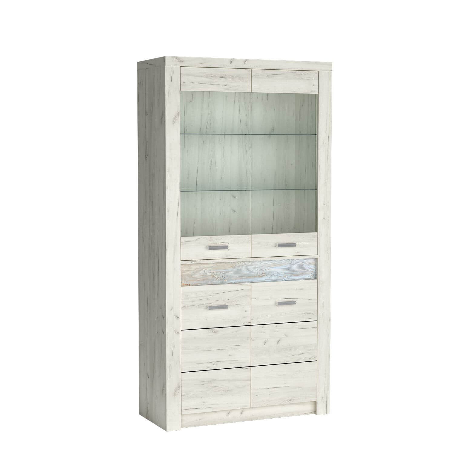 INDIANAPOLIS-3 - 4 durų balta Kraft popieriaus vitrina