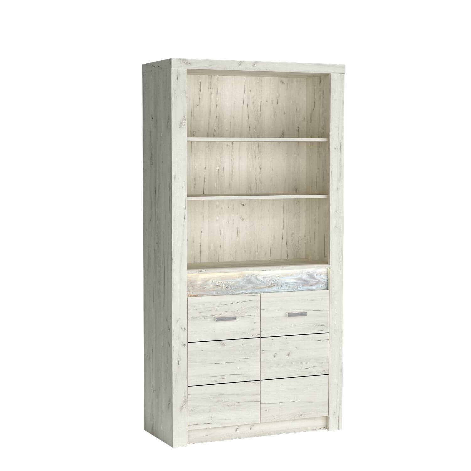 INDIANAPOLIS-5 - 2 durų balta knygų lentyna iš kraft popieriaus