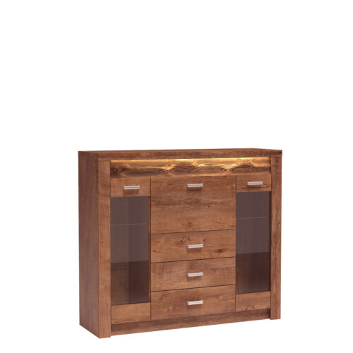 INDIANAPOLIS-8 – 3D3S šviesaus uosio spalvos vitrina su baru