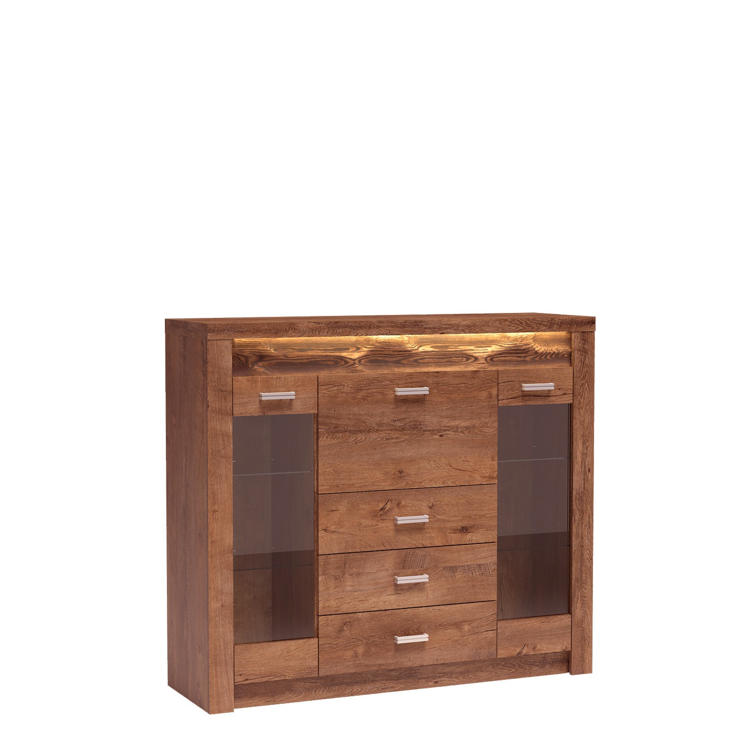 INDIANAPOLIS-8 - 3D3S šviesaus uosio spalvos vitrina su baru