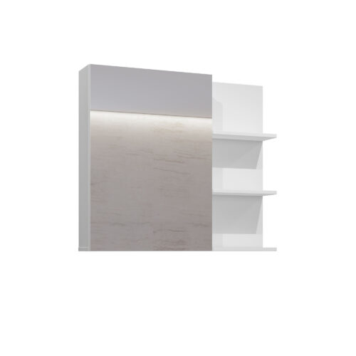 Irvine – 1 durų sieninė spintelė su veidrodžiu, balta, juoda, onikso spalvos, blizgi balta