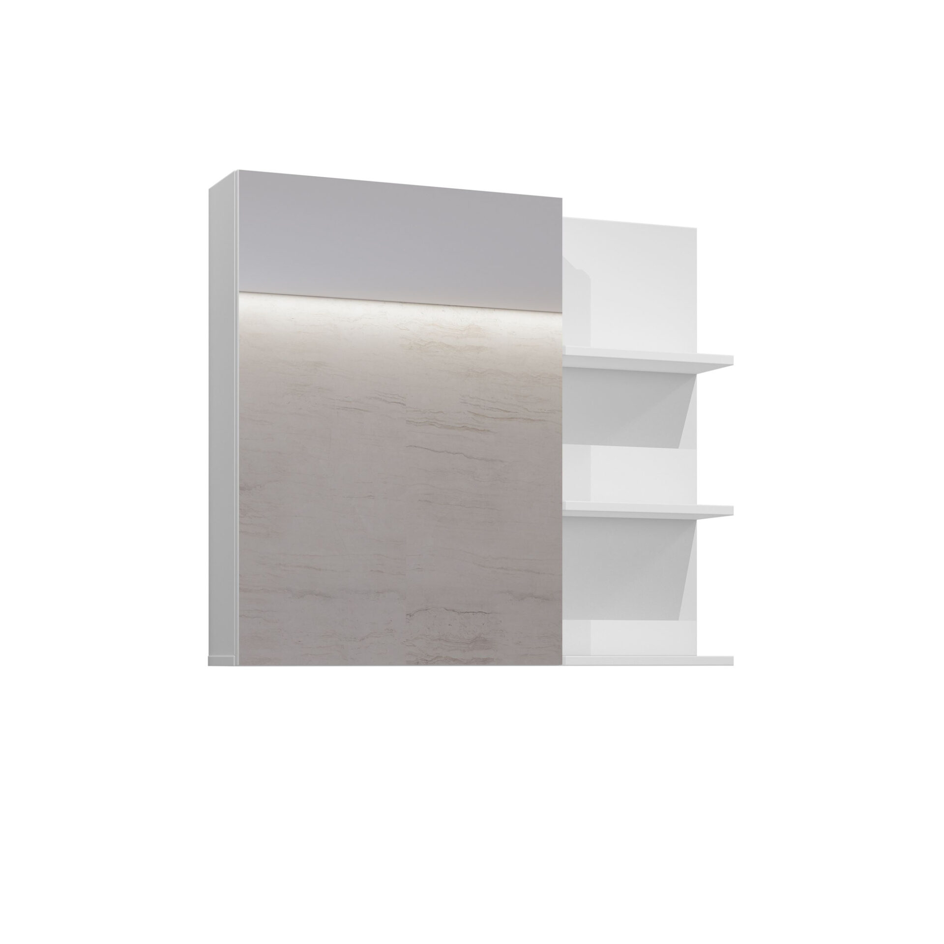 Irvine - 1 durų sieninė spintelė su veidrodžiu, balta, juoda, onikso spalvos, blizgi balta