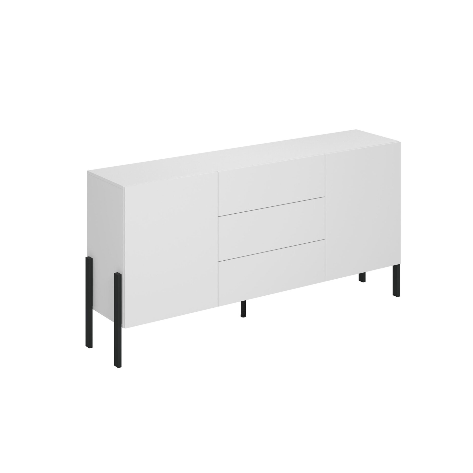 Jukon - Komoda 2D3S 180 cm Matinė balta Matinė juoda