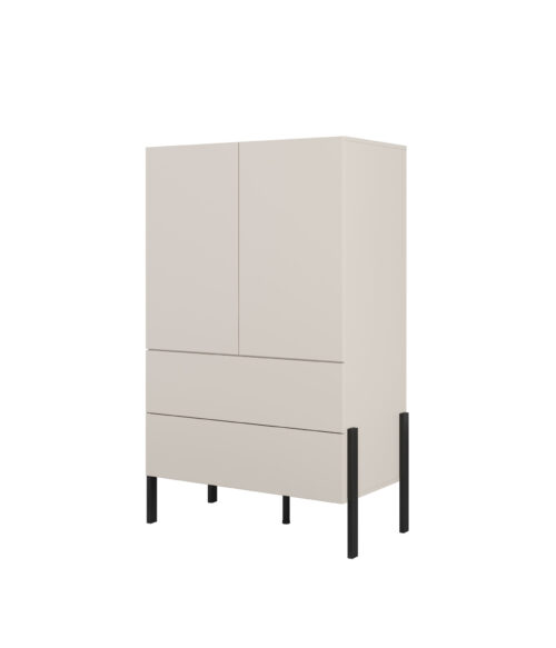 Jukon S – 2D2S komoda su stalčiais, kašmyro spalvos, juodos metalinės kojelės