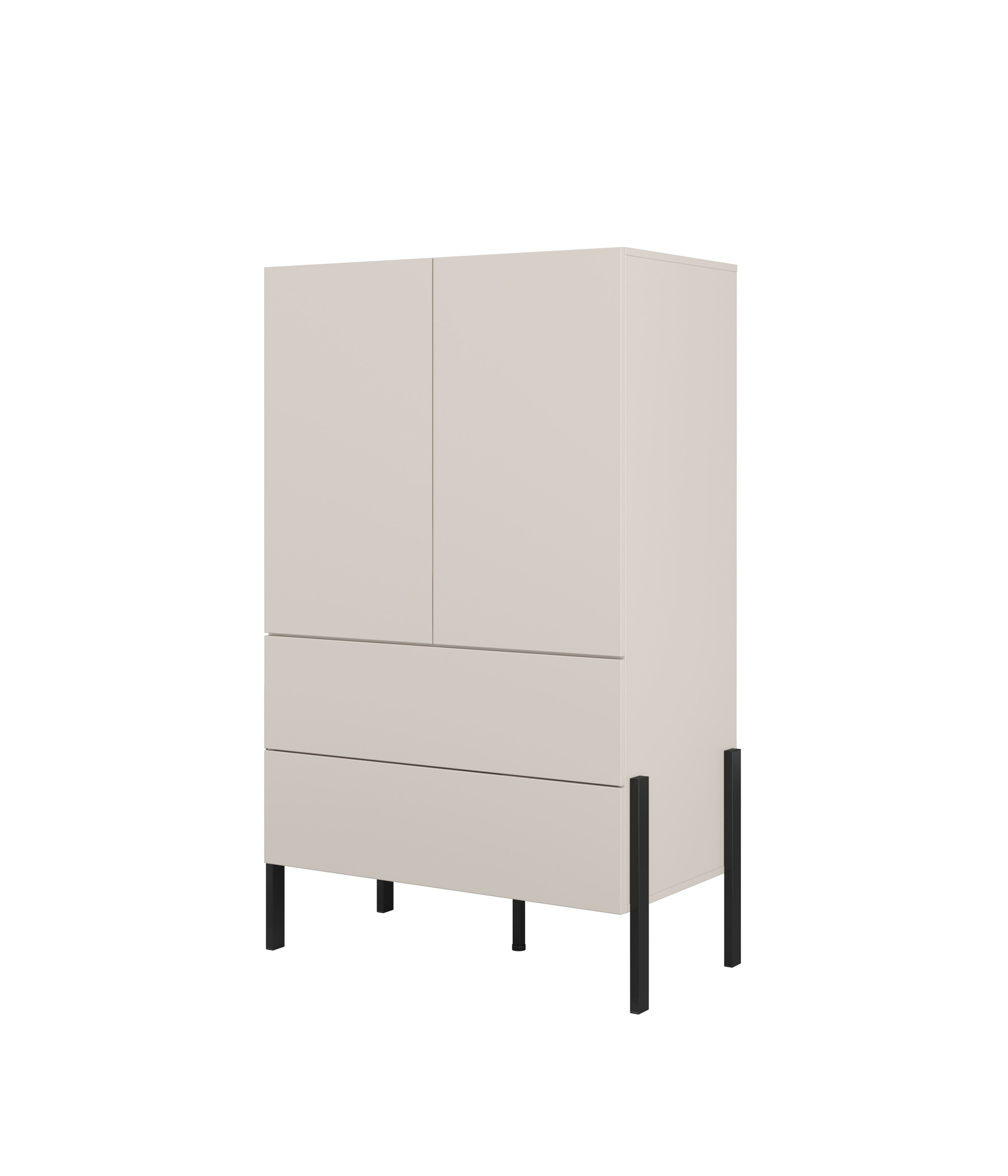 Jukon S - 2D2S komoda su stalčiais, kašmyro spalvos, juodos metalinės kojelės