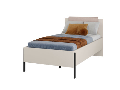 Jukon S – Lova 100 cm, kašmyro spalvos, juodos metalinės kojos