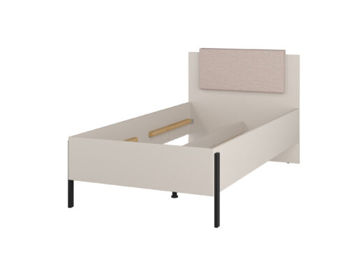 Jukon S – 100 cm lova su daiktadėže, kašmyro spalvos, juodos metalinės kojelės