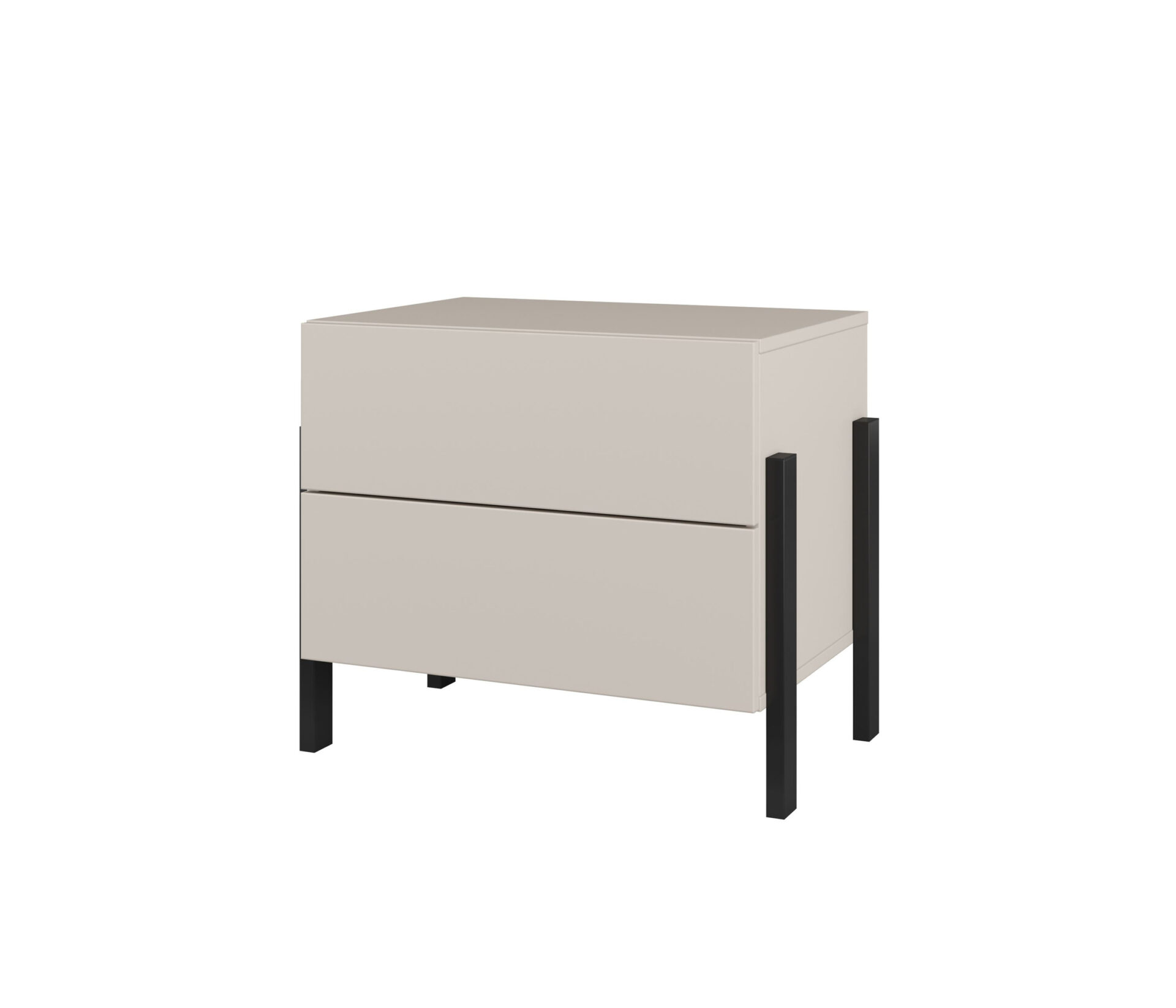 Jukon S - 2S naktinis staliukas su kašmyru, juodomis metalinėmis kojelėmis