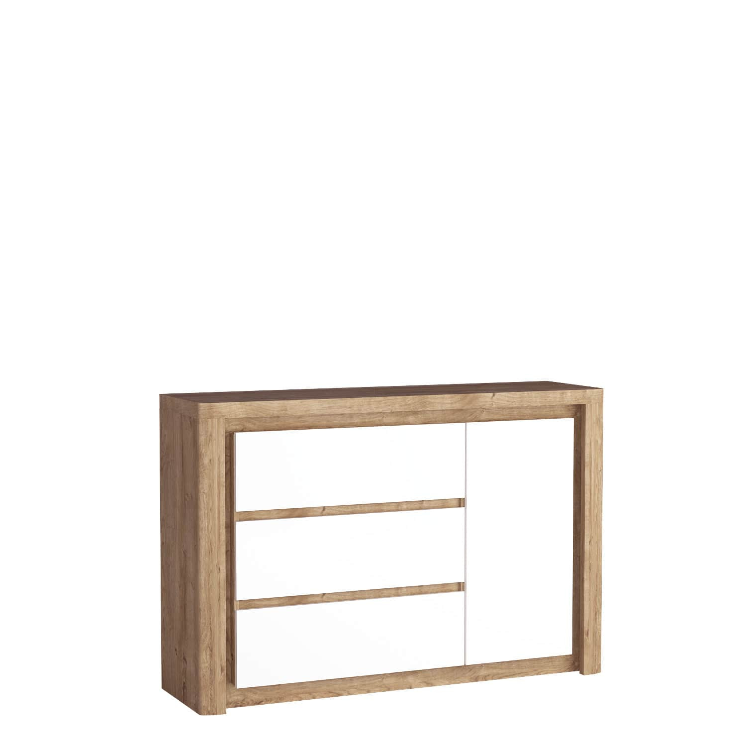 LIVINIO-15 - Komoda 1D3S Ribbeck balta blizgi spalva