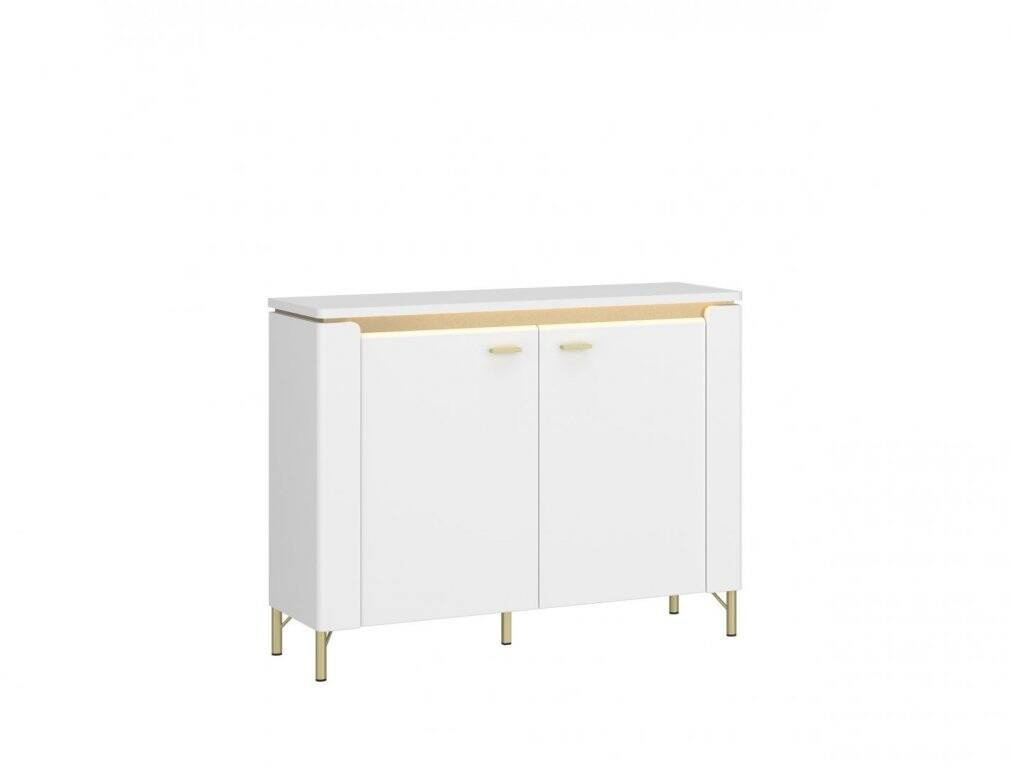 Lazio LAZK01 – 2 durų komoda su LED apšvietimu, Alpių balta/blizgi balta