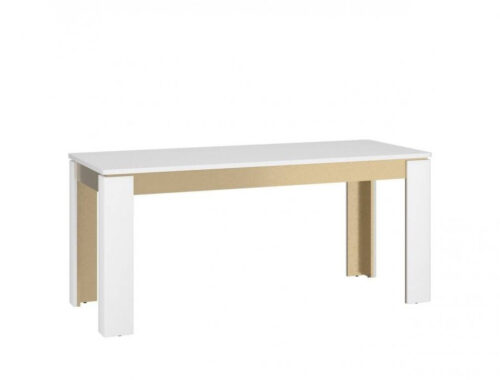 Lazio LAZT02 – Išskleidžiamas valgomojo stalas, Alpių balta/Blizgi balta/Auksinė