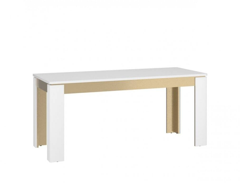 Lazio LAZT02 - Išskleidžiamas valgomojo stalas, Alpių balta/Blizgi balta/Auksinė