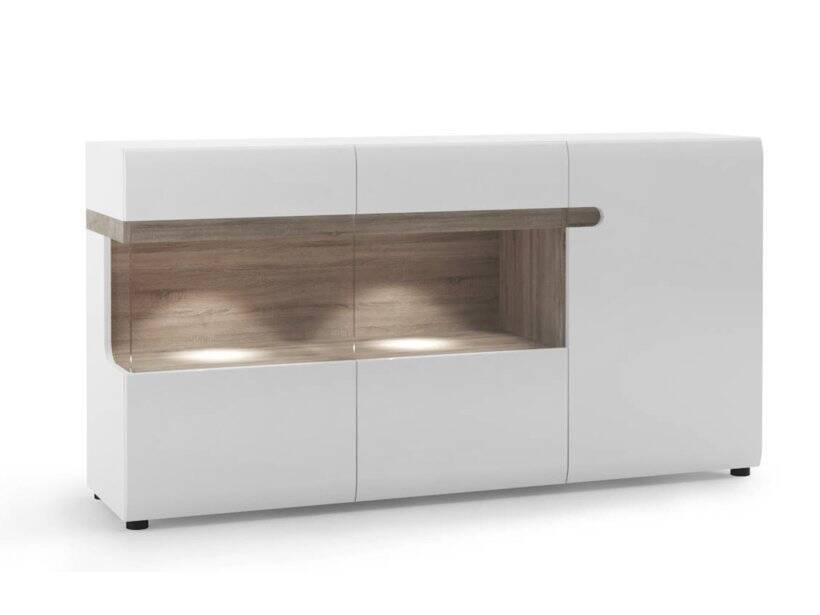 Linate TYPE 42 - 3 durų komoda, balta/trufelių spalvos ąžuolas