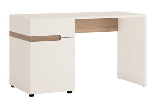 Linate TYPE 80 – Rašomasis stalas 1D-1S baltas/trufelių spalvos ąžuolas