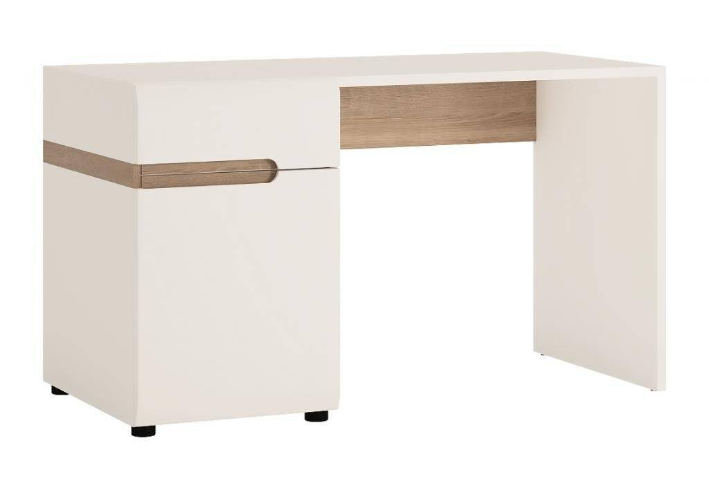 Linate TYPE 80 - Rašomasis stalas 1D-1S baltas/trufelių spalvos ąžuolas