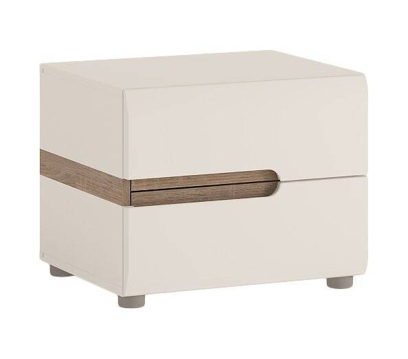 Linate TYPE 96 - 2S naktinis staliukas, baltas/trufelinis ąžuolas