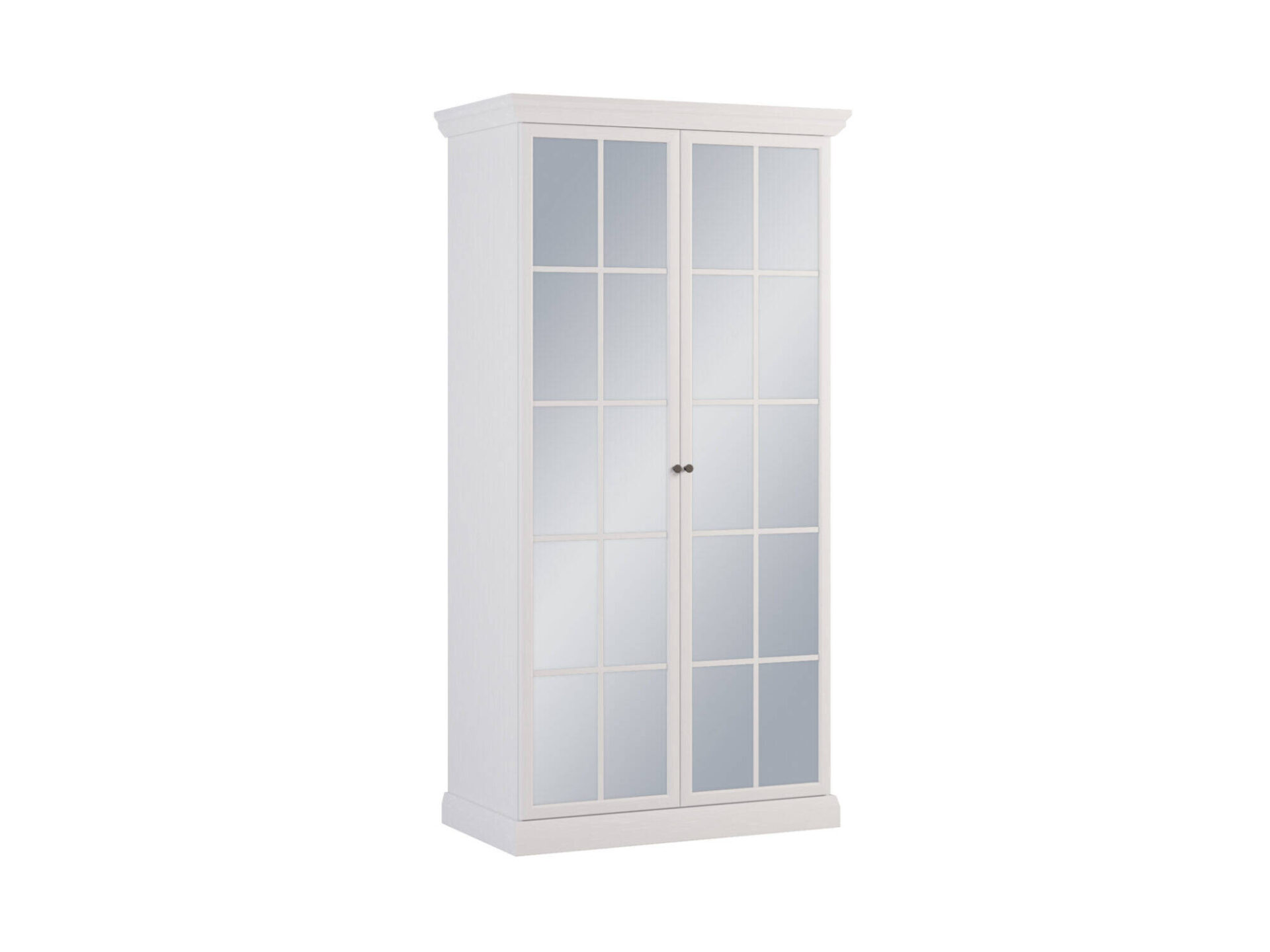 Lucca S2DL - Dviejų durų spinta su veidrodžiu, opalo balta/dirbtinio ąžuolo spalvos