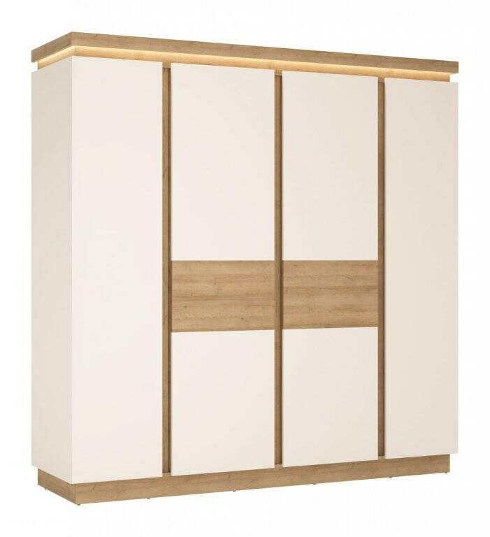 Lyon LYOS03 - 4 durų spinta Riviera Oak šviesus/baltas