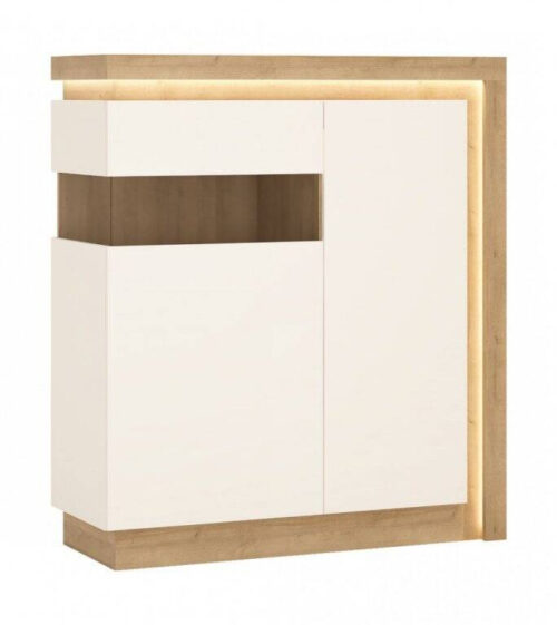 Lyon LYOV04L – Kairinė 2 durų vitrina, „Riviera Oak“ šviesi/balta