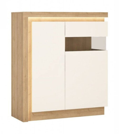 Lyon LYOV04P – Dešinės pusės 2 durų vitrina, „Riviera Oak“ šviesi/balta