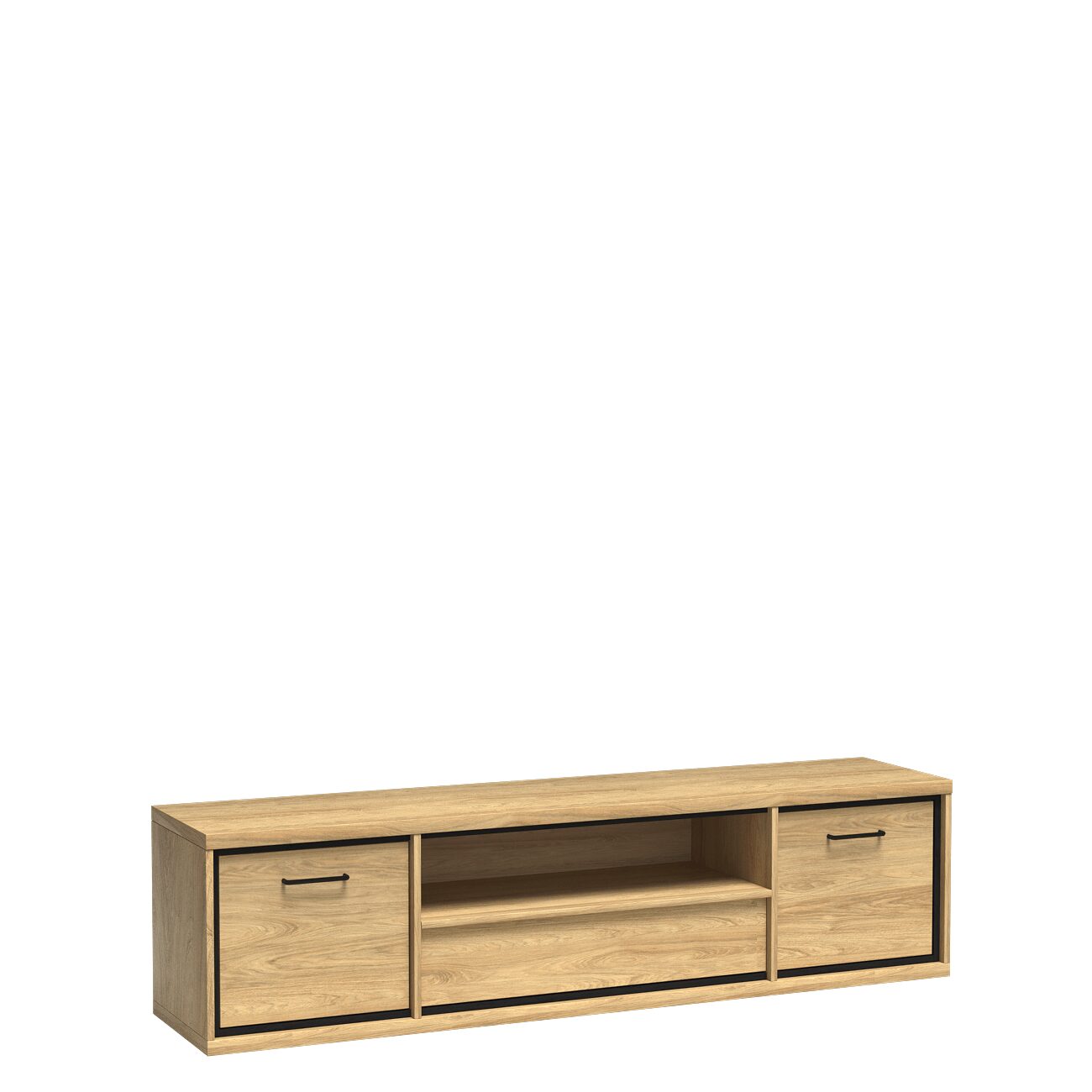 MILAN-13 - TV komoda su stalčiais 2D1S Hickory mediena