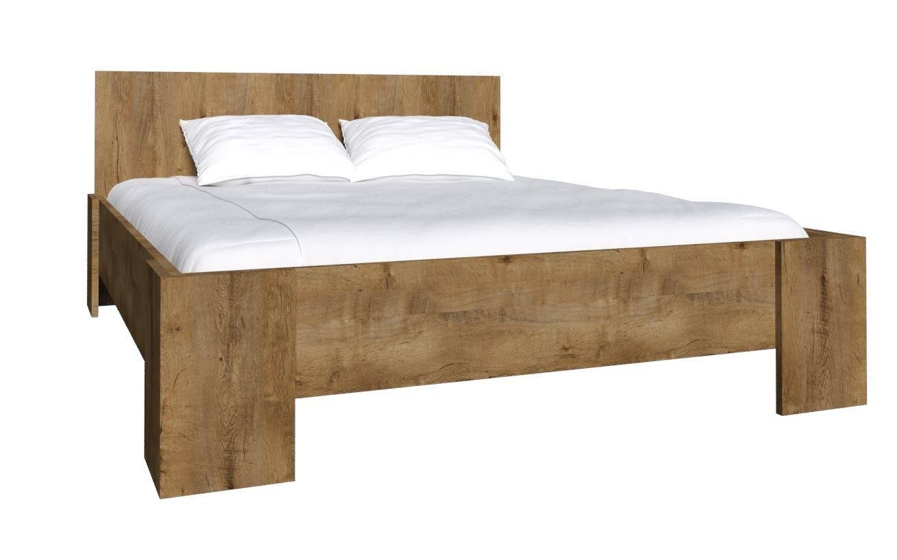 MONTANA GREY L1 - Lova su rėmu 160x200 Lefkas Oak