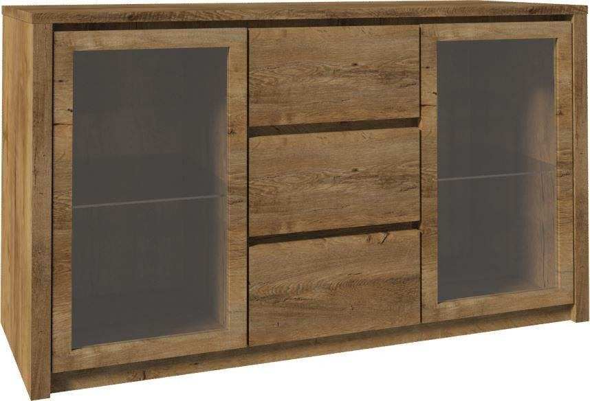 MONTANA LEFKAS K2D - 2 durų komoda Stiklinis ąžuolas Lefkas