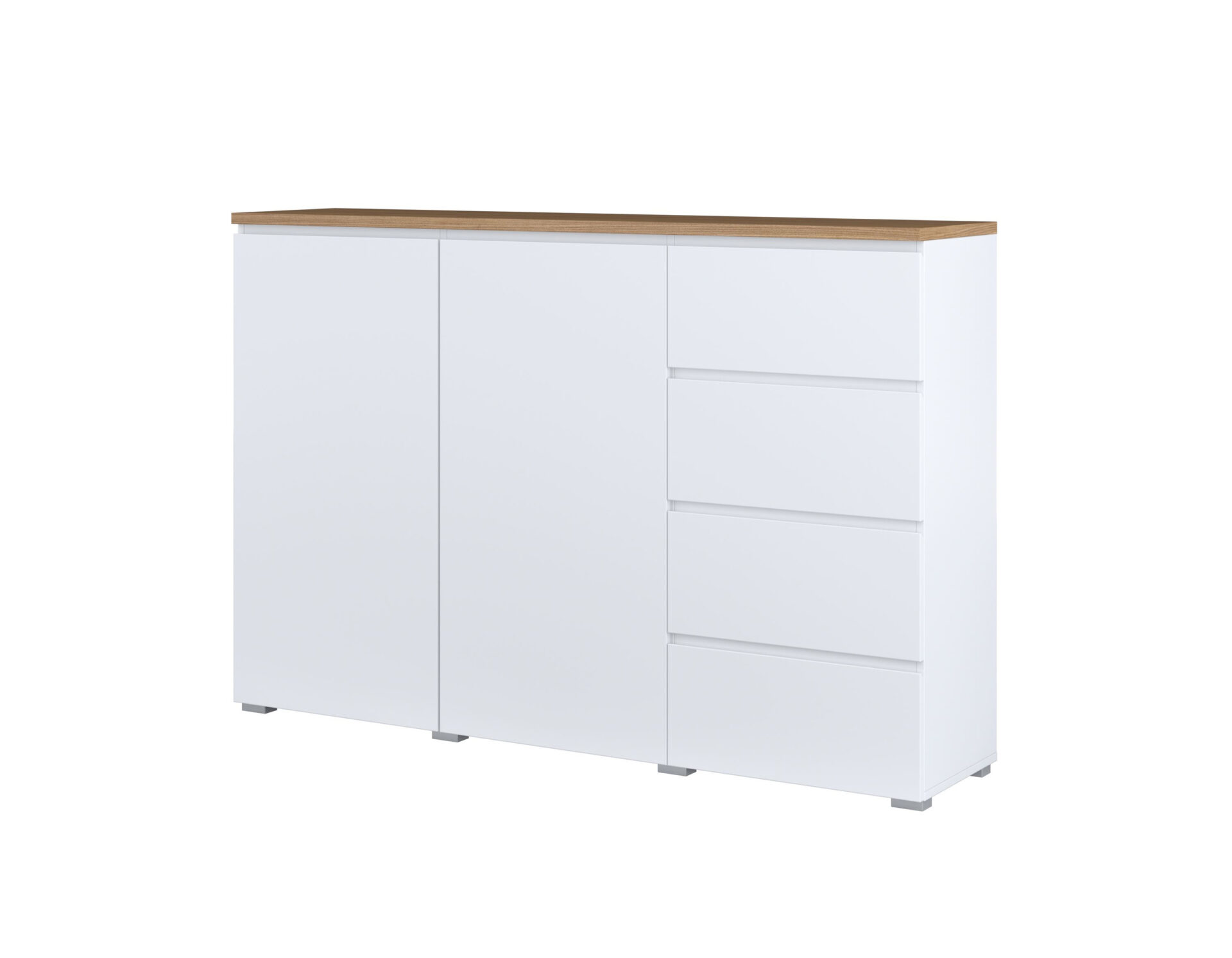 Modo - Komoda 2D4S Baltas matinis ąžuolas Mauvella