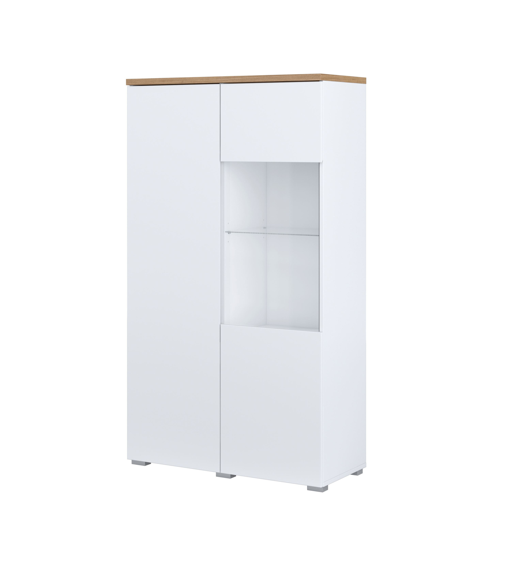 Modo - 2D vitrina, balta matinė, ąžuolo spalvos, „Mauvella“