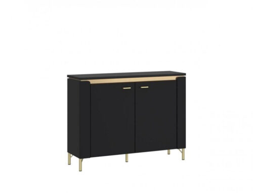 Norica LAZK01 – 2 durų komoda, matinės juodos ir auksinės spalvos