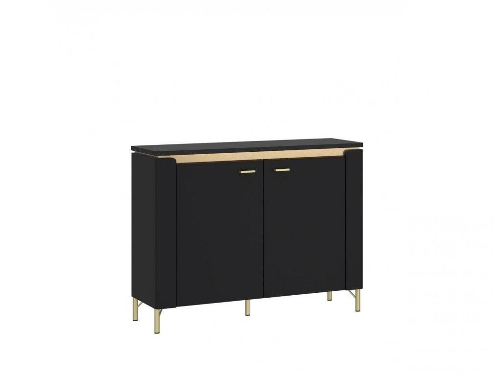 Norica LAZK01 - 2 durų komoda, matinės juodos ir auksinės spalvos