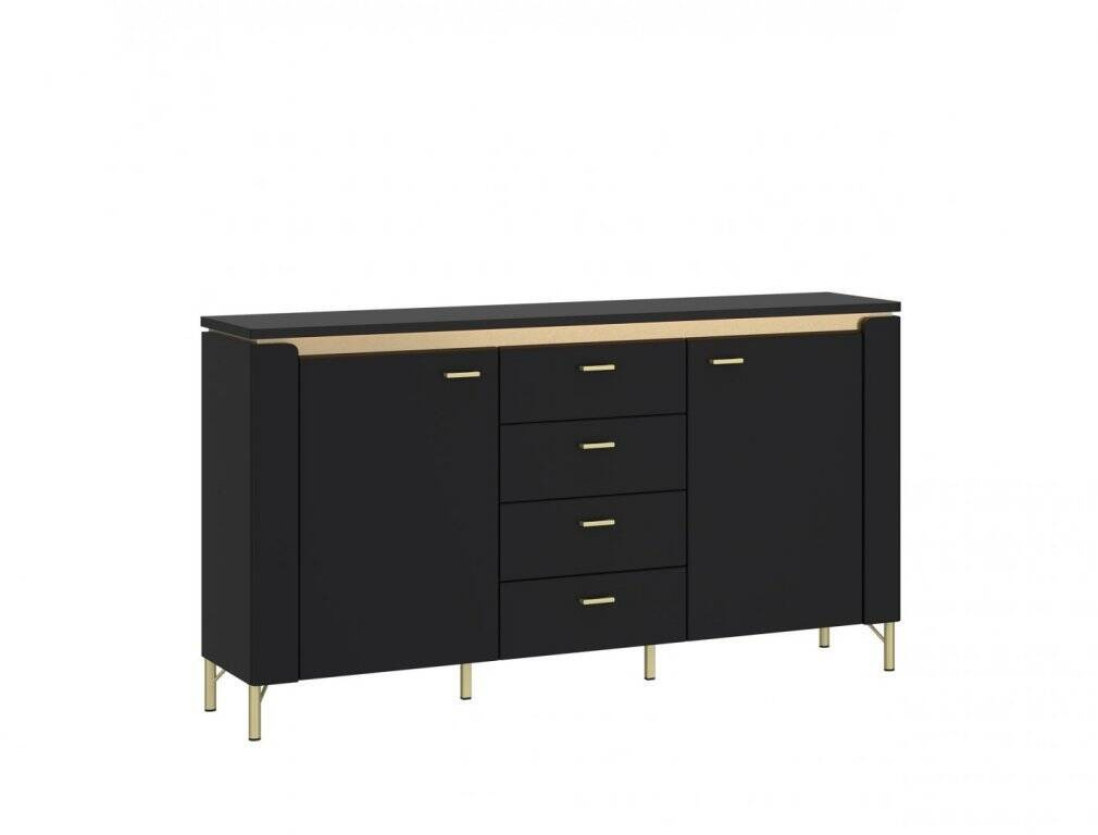 Norica LAZK02 - Komoda 2D4S matinės juodos aukso spalvos