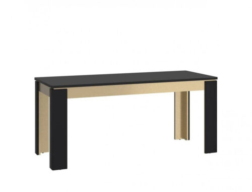 Norica LAZ02 – Išskleidžiamas valgomojo stalas, matinės juodos spalvos, auksinis