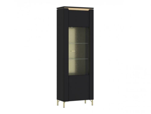 Norica LAZV01 – 1 durų vitrina, matinės juodos ir auksinės spalvos