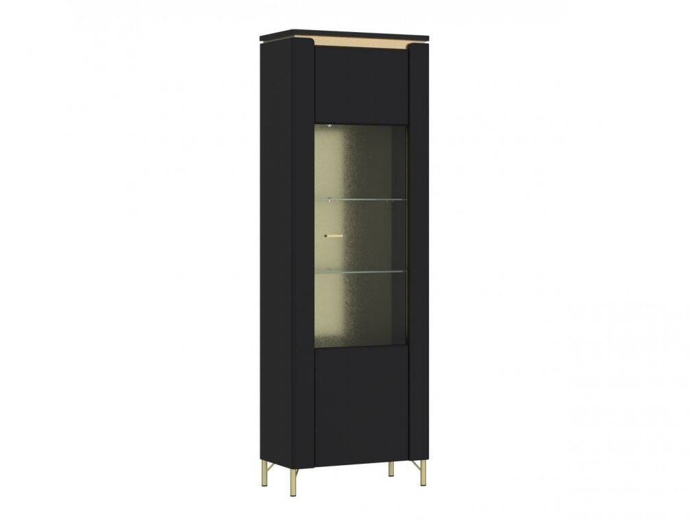 Norica LAZV01 - 1 durų vitrina, matinės juodos ir auksinės spalvos