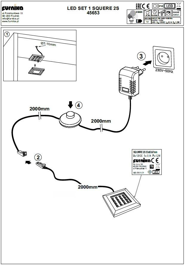 „Helvetia“ LED apšvietimas 1,2 W 6500 K šaltos spalvos