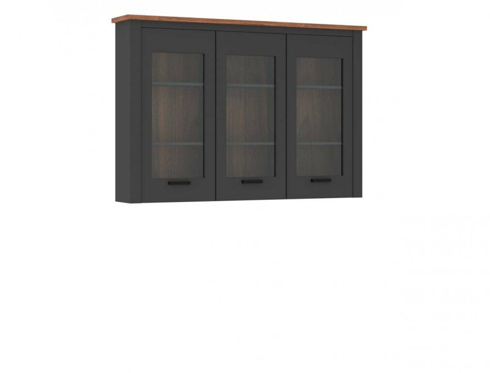 Perazzo PEZK02 - 3 durų komoda, antracito/amaretto spalvos, Hudsono ąžuolo spalvos