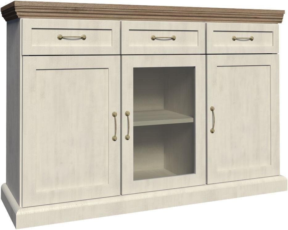 ROYAL K1S - Trijų durų komoda iš šiaurinės pušies / laukinio ąžuolo