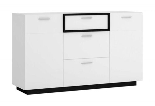 Ravenna RAVK02 – Komoda 2D3S Alpių balta/Juodos perlo/Blizgi balta