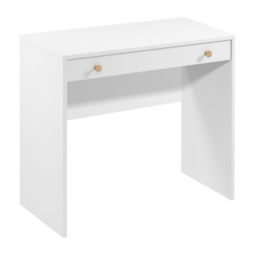 Rel B1 – Rašomasis stalas su 1 stalčiumi, baltas, matinis, platininis