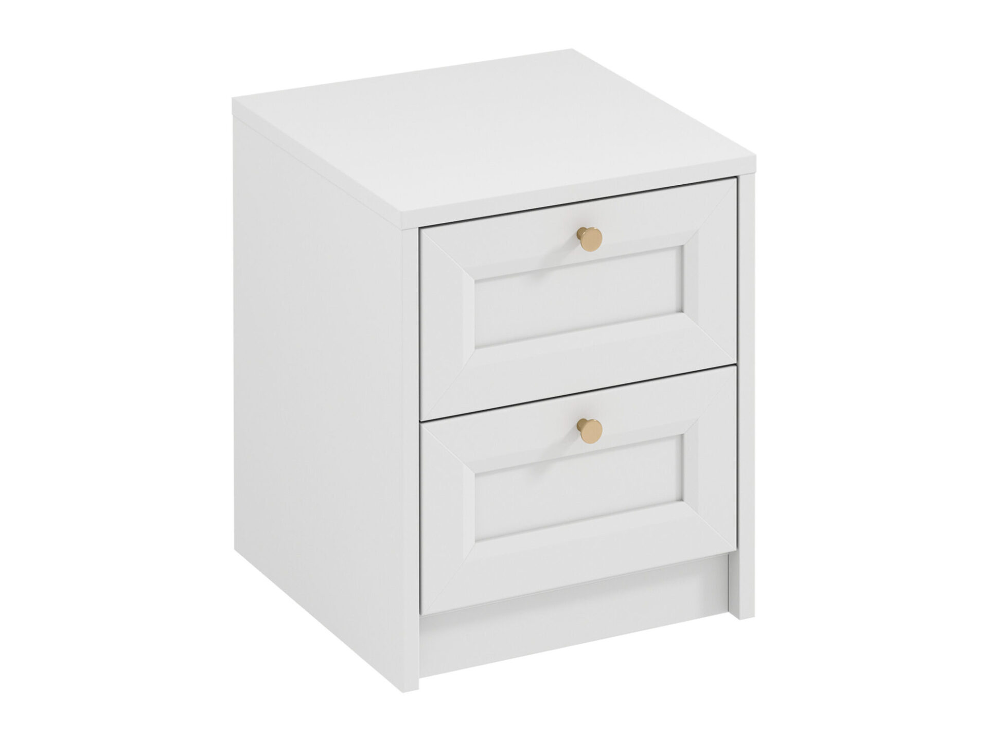 Rel SN - Naktinis staliukas su 2 stalčiais, baltas, matinis, platininis