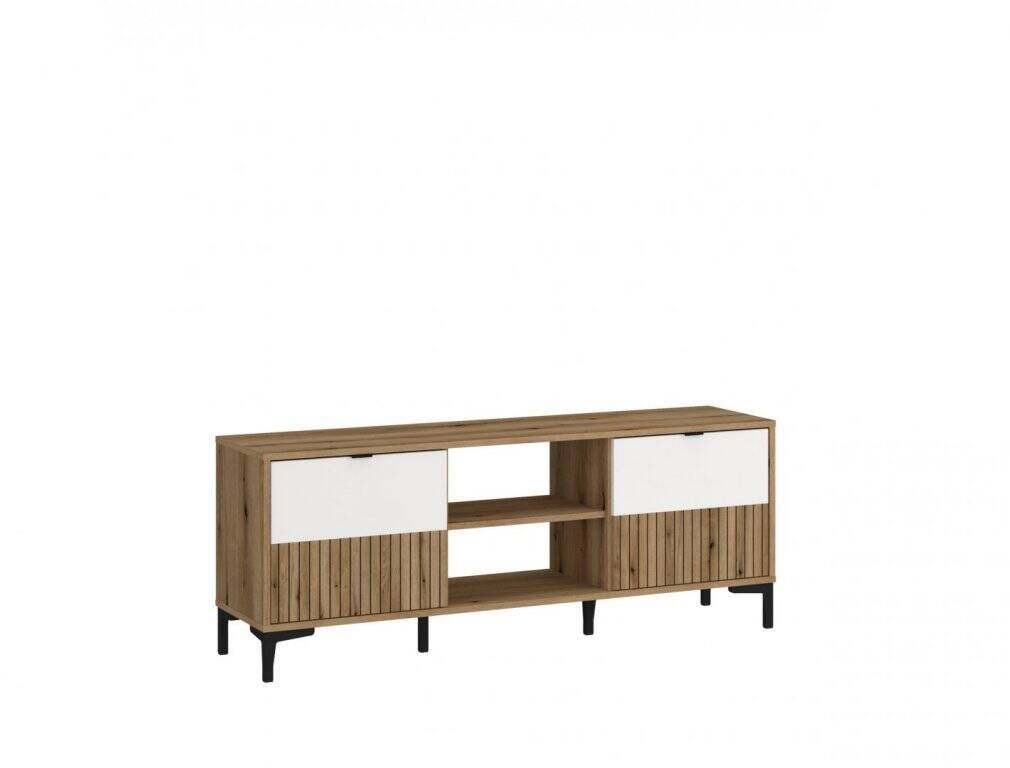 Ricko RIKF01 - 2 durų televizoriaus spintelė, balta/ąžuolo spalvos, „Coast Evoke“