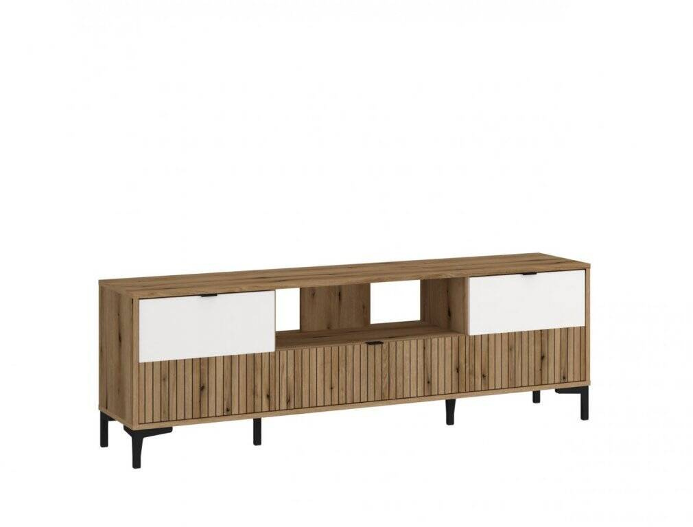 Ricko RIKF02 - 2D1K TV spintelė, balta/ąžuolo spalvos, „Coast Evoke“