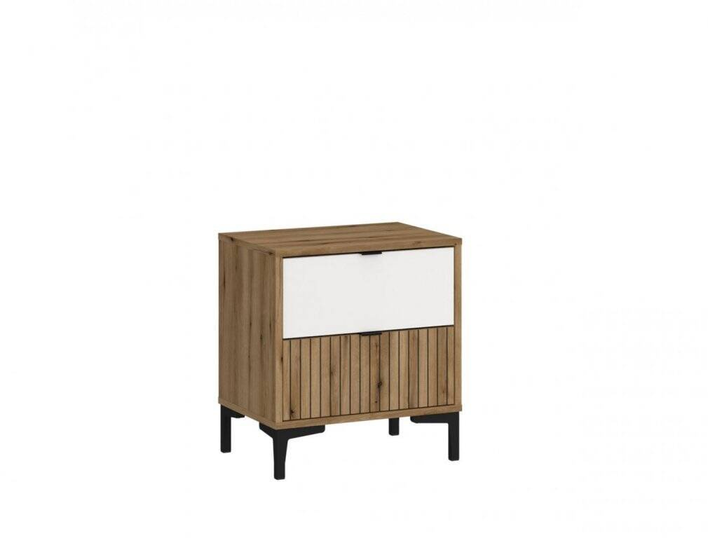 Ricko RIKK06 - 2S naktinis staliukas, baltas/ąžuolo spalvos, „Coast Evoke“