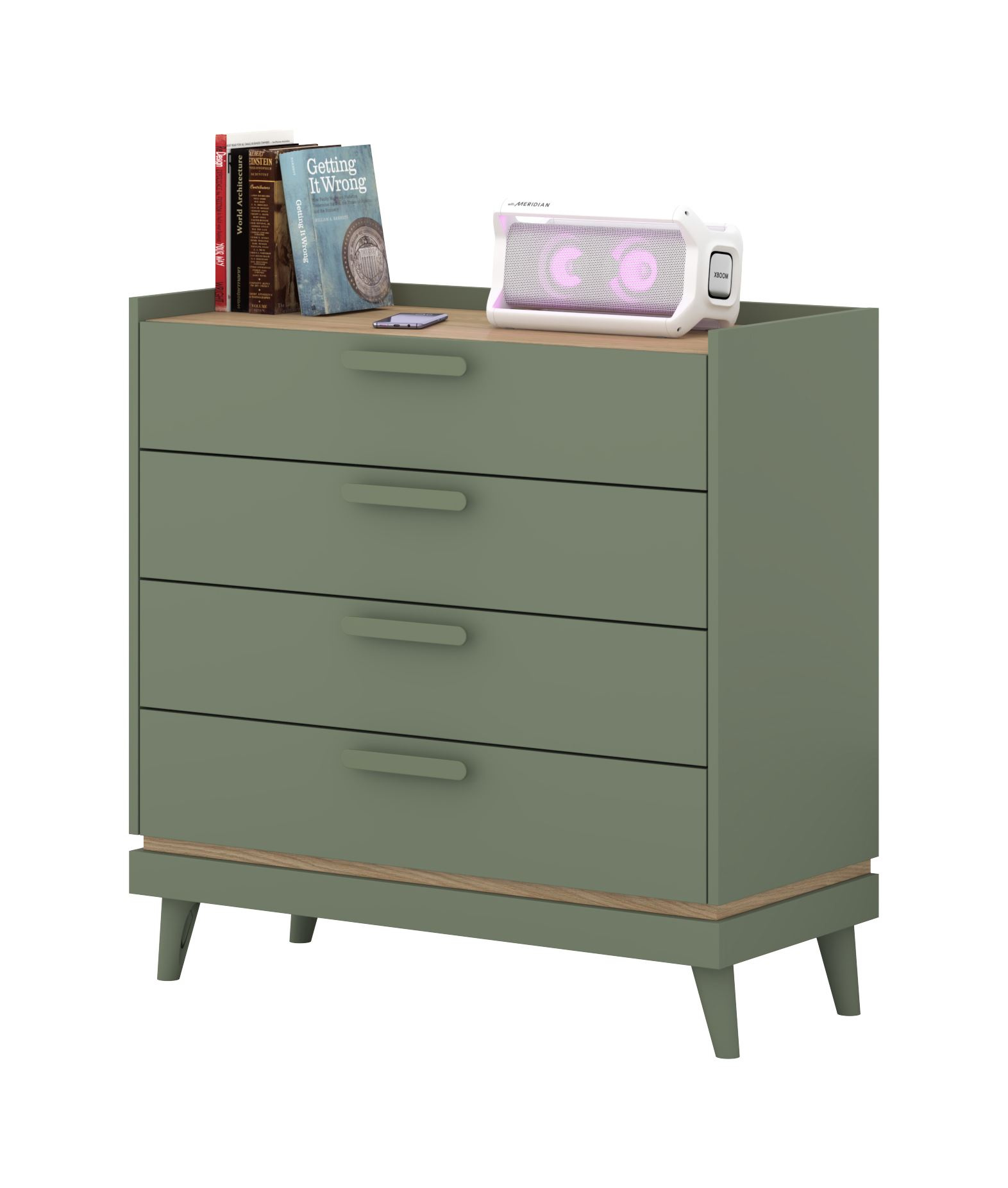 Scandi - 4S komoda, dulkėta žalia, alyvuotas ąžuolas — изображение 7