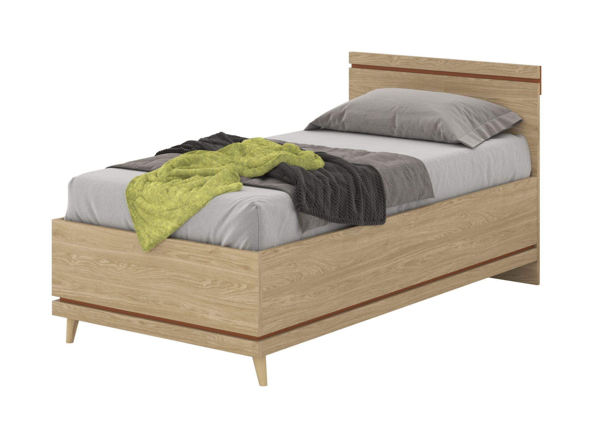 Scandi - Lova 100x200 cm, alyvuotas plytų ąžuolas — изображение 2