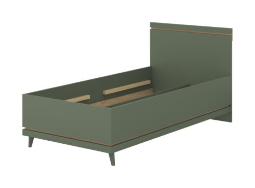 Scandi – Lova 100×200 cm, dulkėtos žalios spalvos, alyvuotas ąžuolas