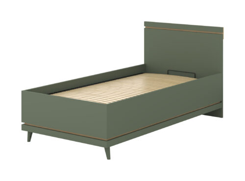 Scandi – Lova 100×200 cm su rėmu, dulkėtos žalios spalvos, alyvuoto ąžuolo spalvos