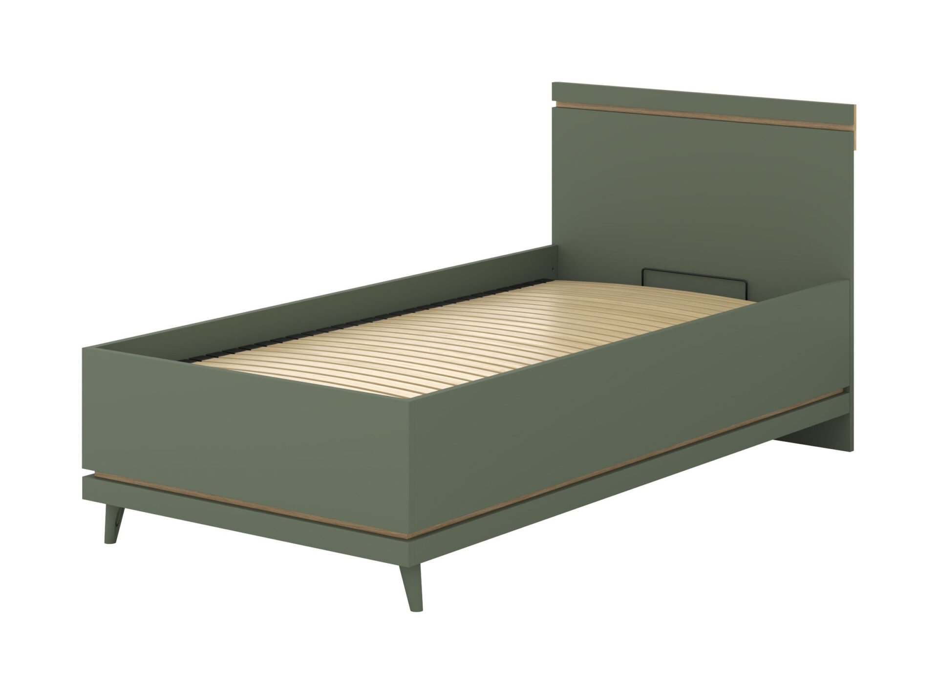 Scandi - Lova 100x200 cm su rėmu, dulkėtos žalios spalvos, alyvuoto ąžuolo spalvos